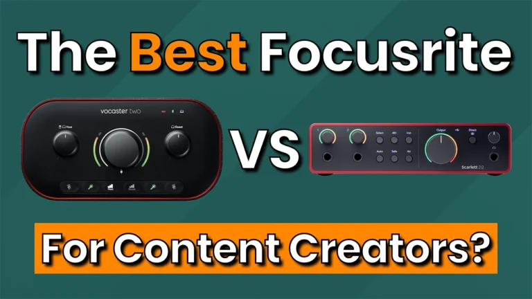 Focusrite Vocaster 2 vs 2i2 with the caption "The best focusrite for content creators"